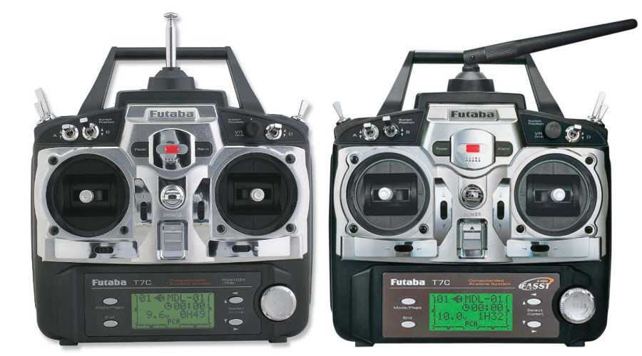 Same model of radio but left is 35Mhz and right is 2.4Ghz. See the difference in antenna.